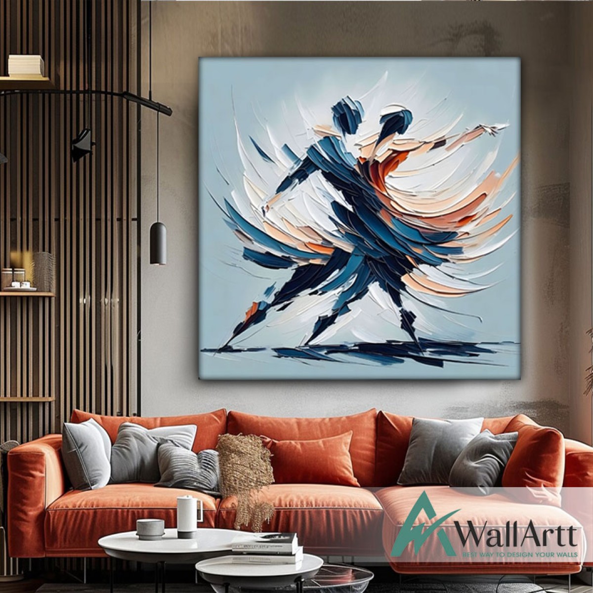 Abstract Dancers 3D Heavy Textured Partial Oil Painting - Wall Art